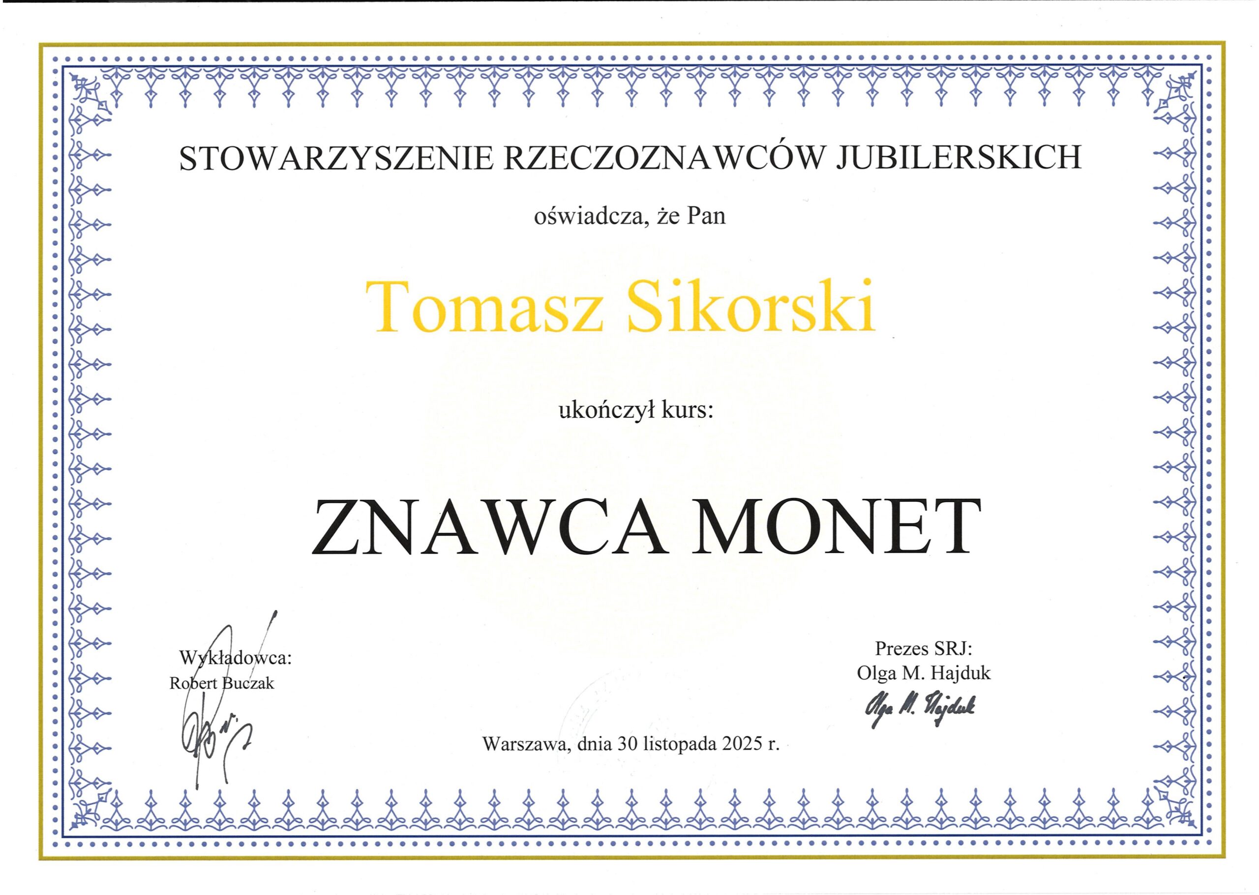 Rzeczoznawca Tomasz Sikorski - ZłotoSkup.pl